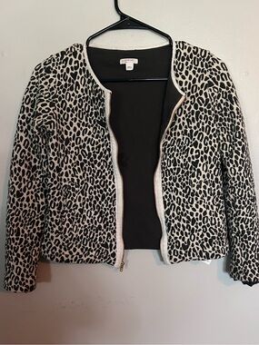 5 for $20! Leopard Print Open-Front Jacket - Black & Cream